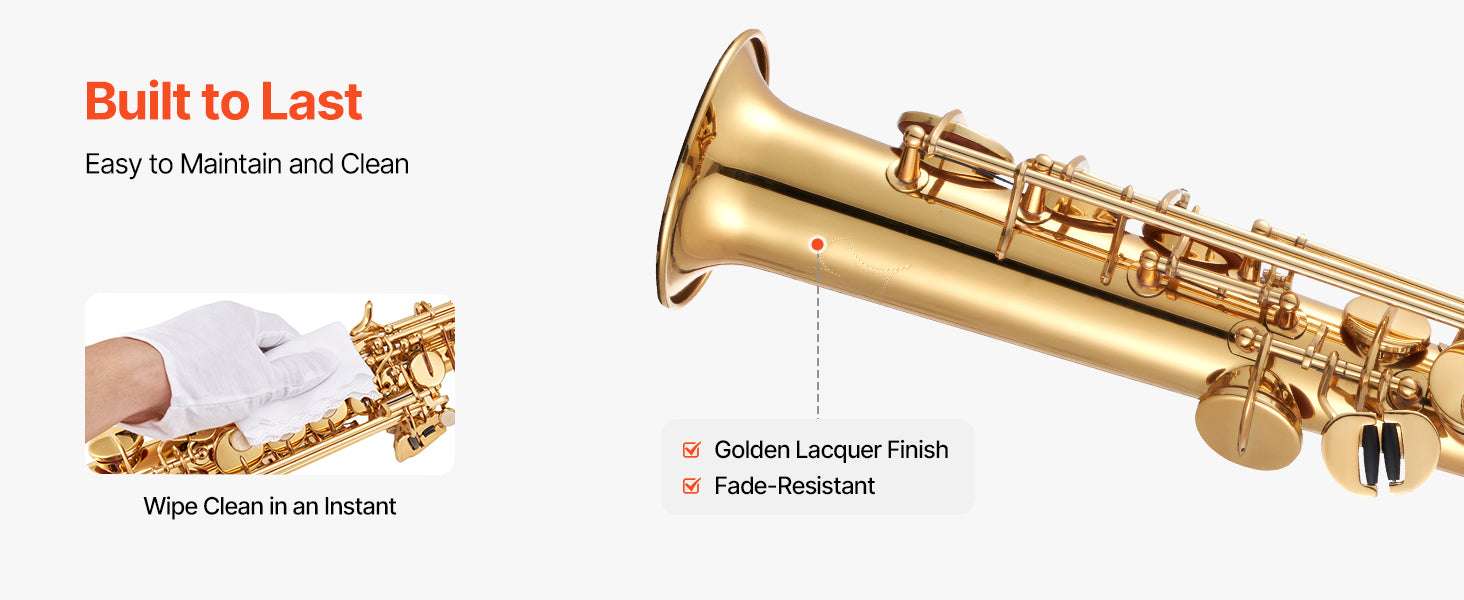 Straight Soprano Saxophone B Flat 23 Keys Beginner Kit-High-tone / United States