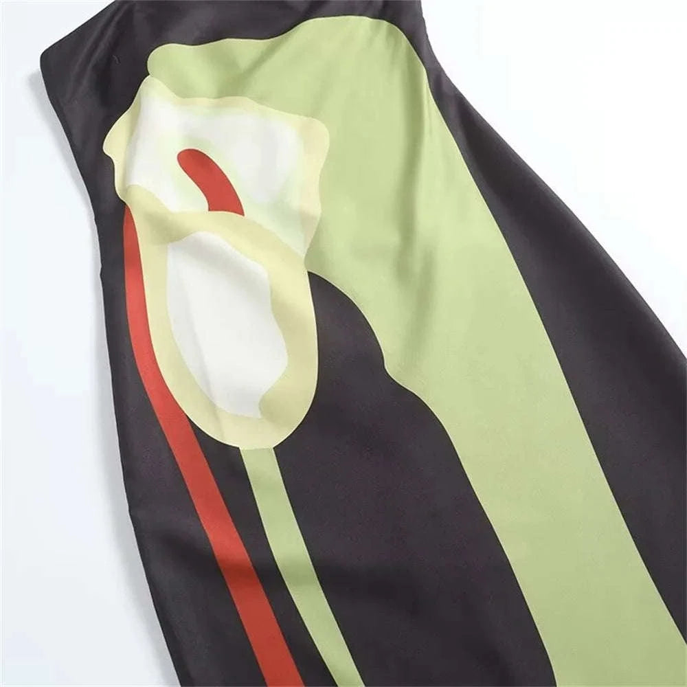 Strapless Printed Maxi Dress-green / L / CHINA