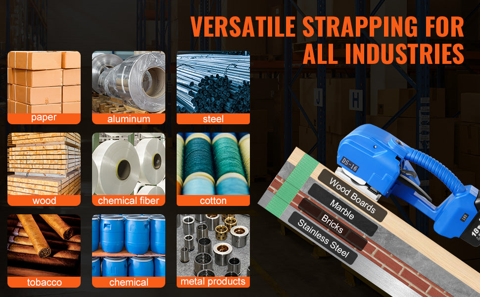 SucceBuy Automatic Electric Strapping Machine Portable Powered Banding Tool for 0.35"-0.63" PP PET Straps Packaging Box Pallet