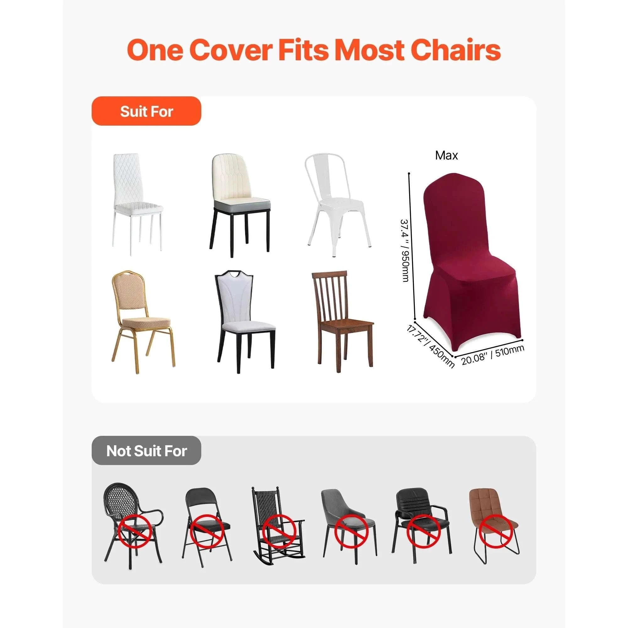 Stretch Chair Covers for Events – Polyester Spandex Slipcovers Set-United States / Purple 50