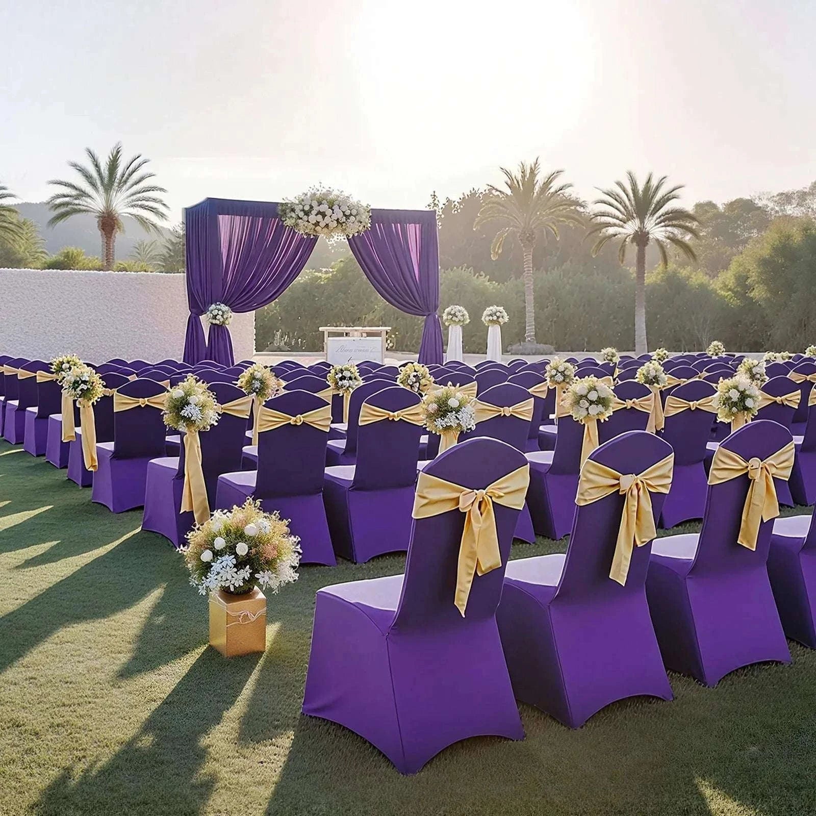 Stretch Chair Covers for Events – Polyester Spandex Slipcovers Set-United States / Purple 50