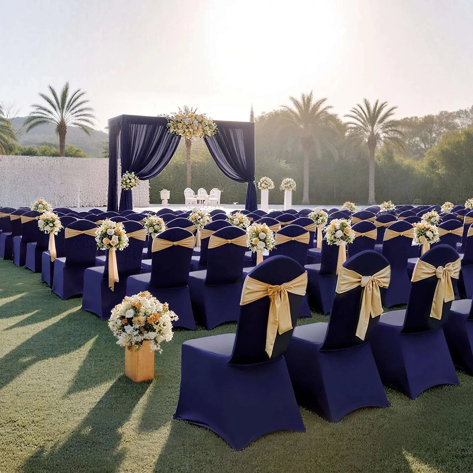 Stretch Chair Covers for Events – Polyester Spandex Slipcovers Set-United States / Purple 50