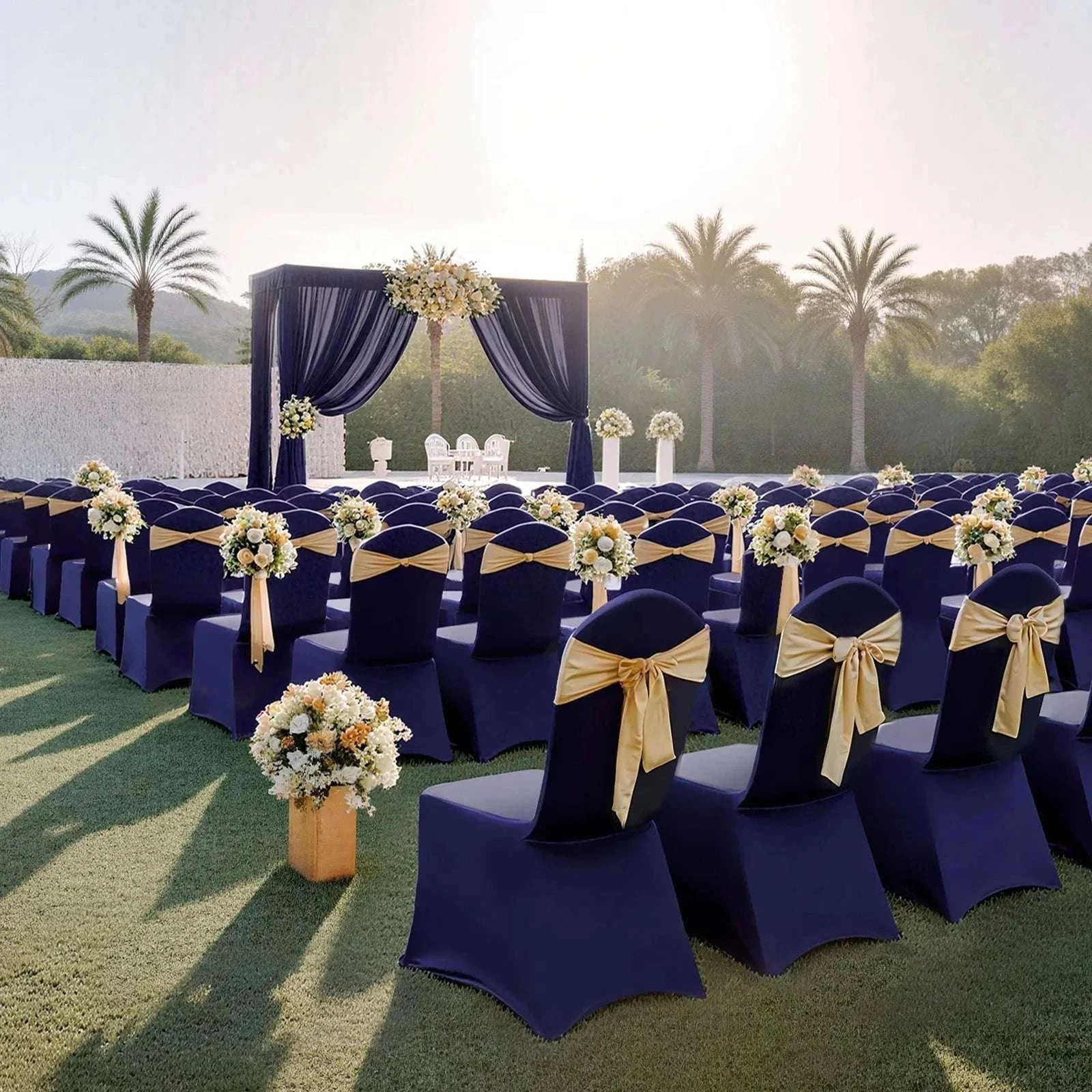 Stretch Chair Covers for Events – Polyester Spandex Slipcovers Set-United States / Purple 50