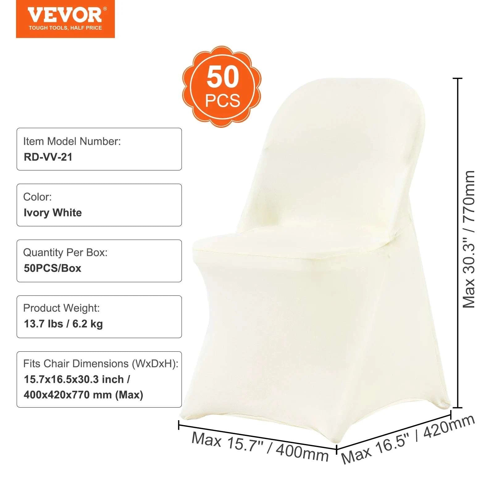 Stretch Spandex Chair Covers 30/50 Pack for Weddings & Events-50pcs / CZECH REPUBLIC