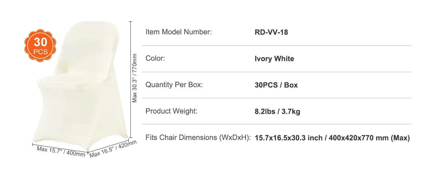 Stretch Spandex Chair Covers 30/50 Pack for Weddings & Events-50pcs / CZECH REPUBLIC