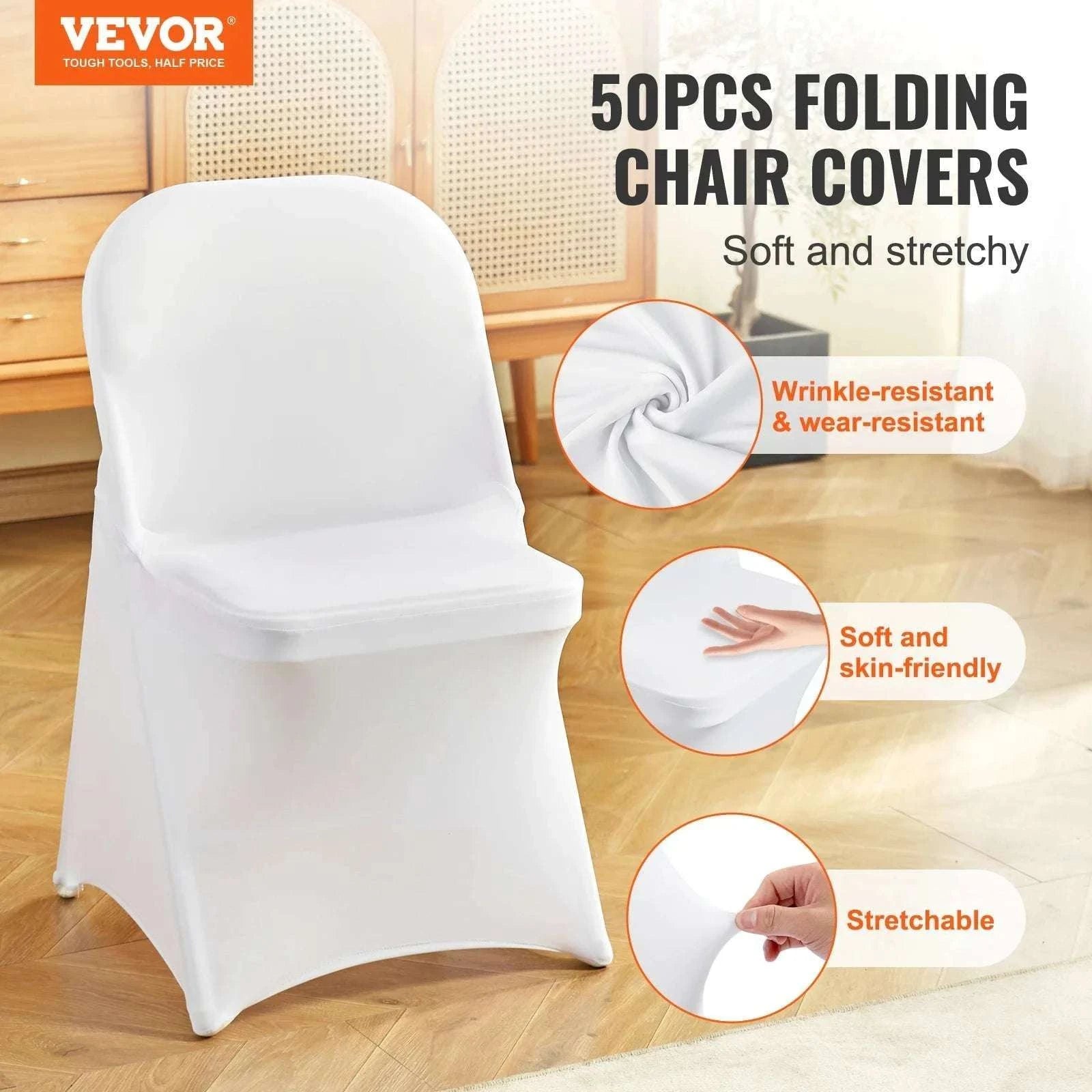 Stretch Spandex Chair Covers (50 Pack) for Weddings & Events-United States / 30 / ivory white