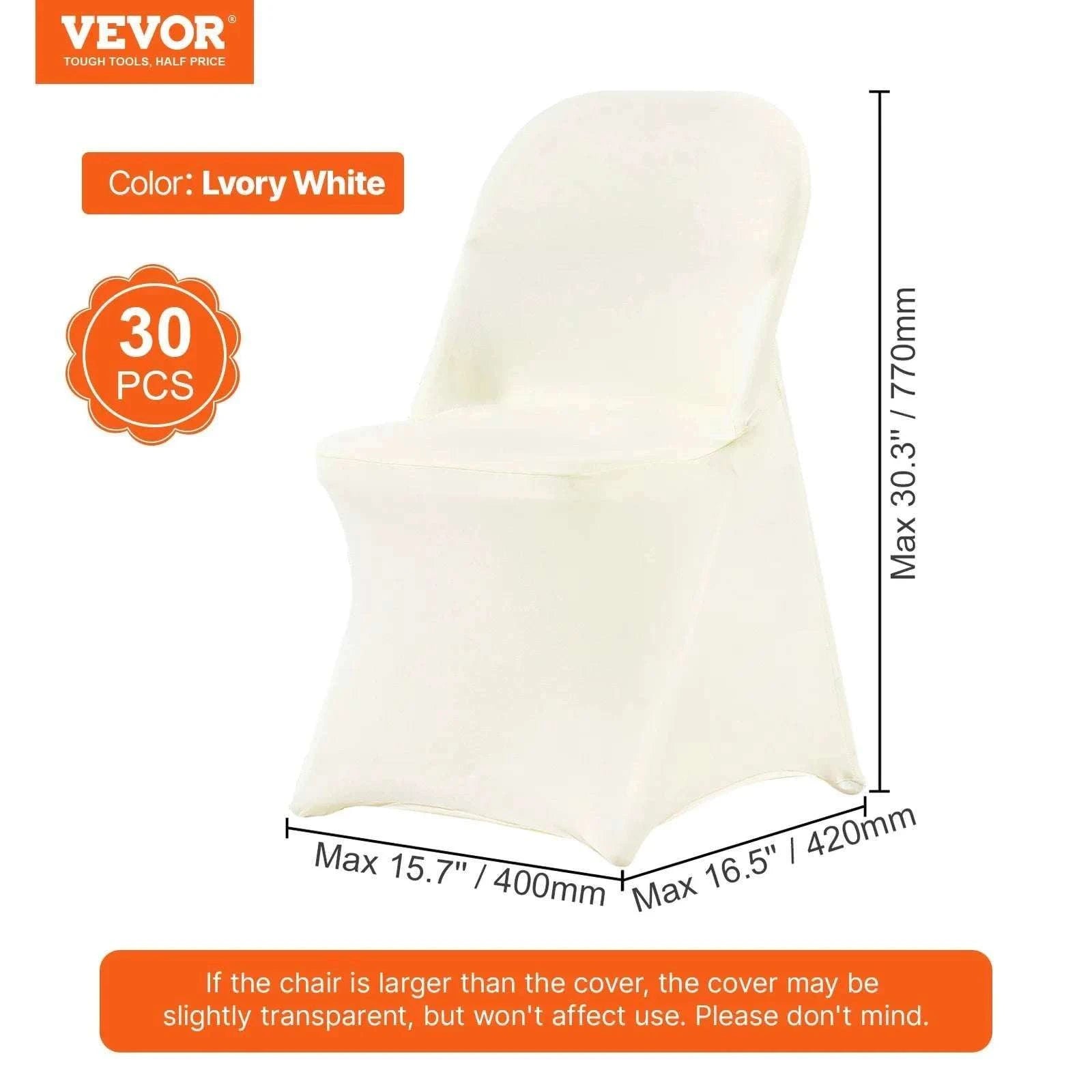 Stretch Spandex Chair Covers (50 Pack) for Weddings & Events-United States / 30 / ivory white
