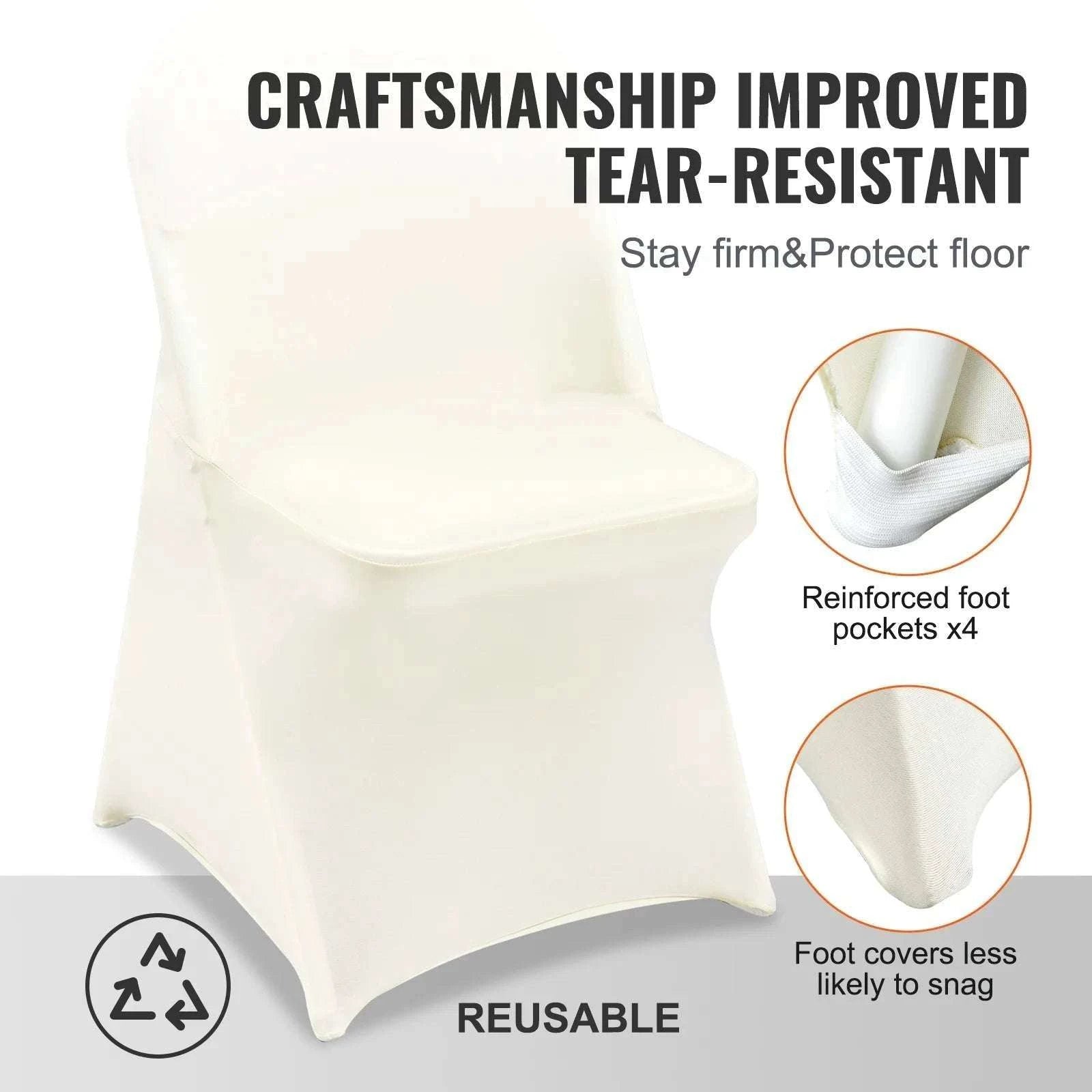 Stretch Spandex Chair Covers (50 Pack) for Weddings & Events-United States / 30 / ivory white