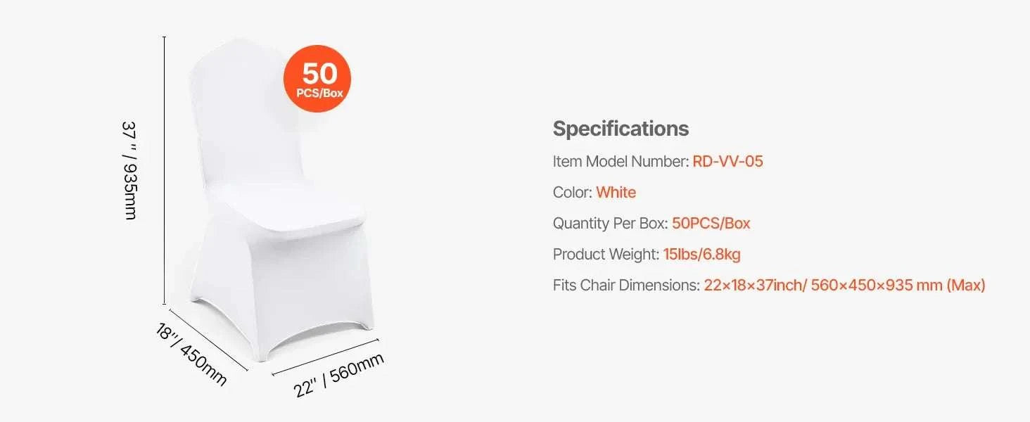 Stretch Spandex Chair Covers for Weddings & Events, Washable Fit-United States / 50PCS Type K