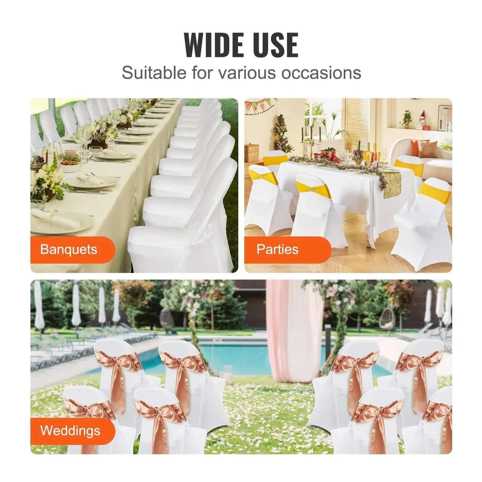 Stretch Spandex Chair Covers for Weddings & Events, Washable Fit-United States / 50PCS Type K