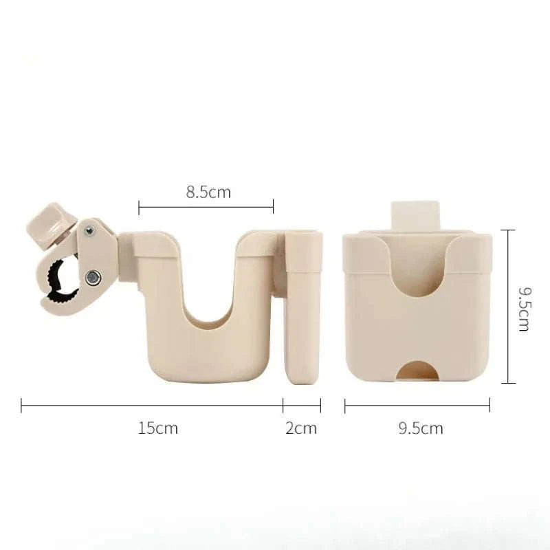 Stroller Cup and Phone Holder for Prams with Anti-Slip Design-Beige