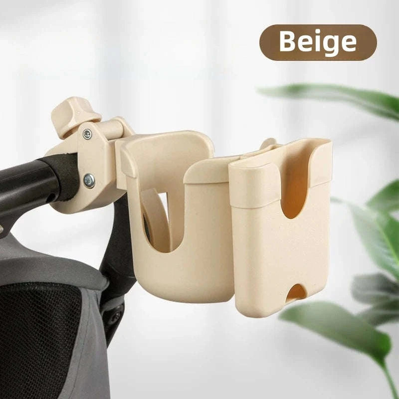 Stroller Cup and Phone Holder for Prams with Anti-Slip Design-Beige