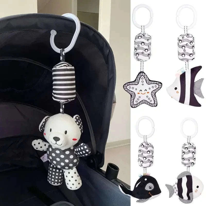 Stroller Hanging Bell Plush Doll Baby Infant Rattle Toy-Clown Fish