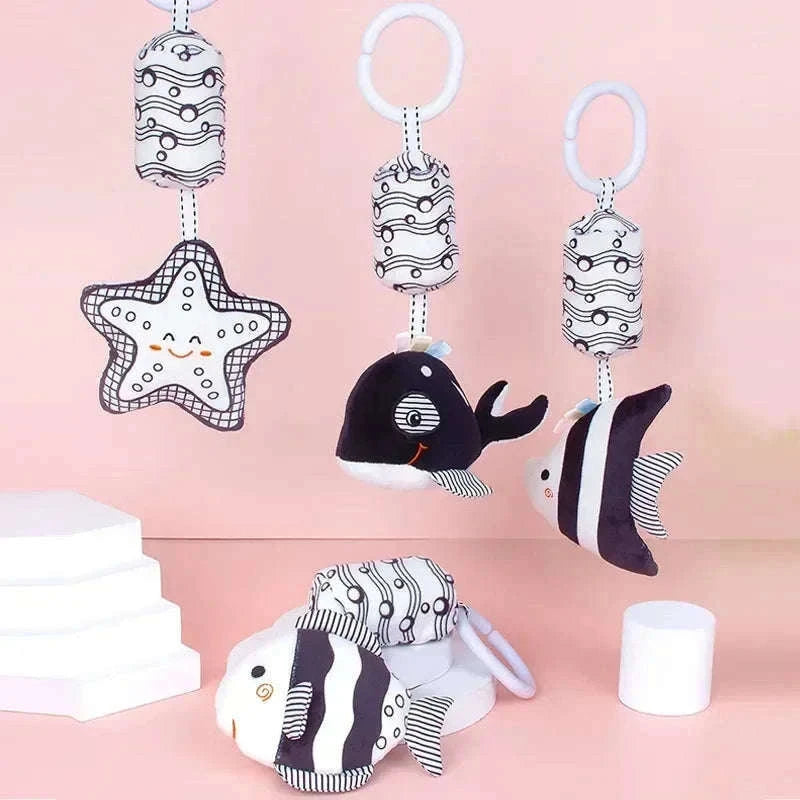 Stroller Hanging Bell Plush Doll Baby Infant Rattle Toy-Clown Fish