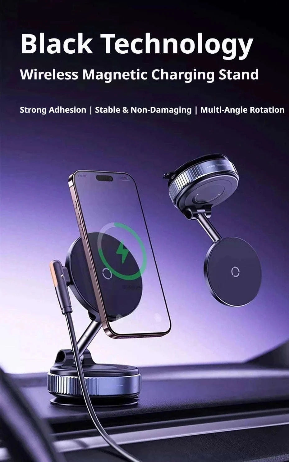 Strong Magnetic Car Phone Holder with Wireless Charging-1PC Black