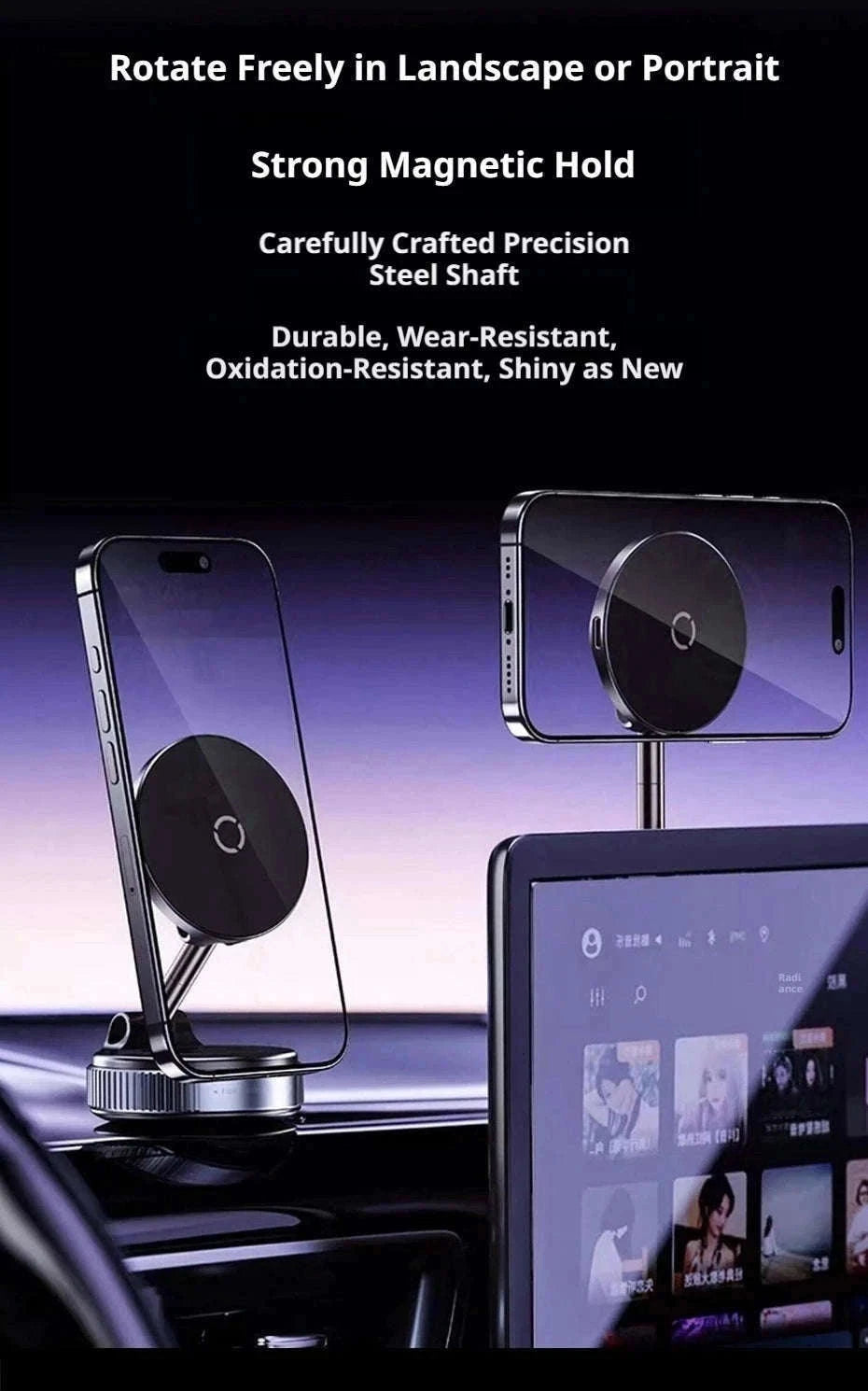 Strong Magnetic Car Phone Holder with Wireless Charging-1PC Black