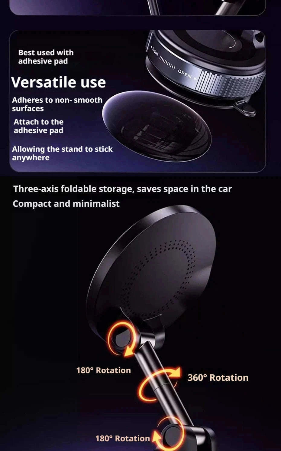 Strong Magnetic Car Phone Holder with Wireless Charging-1PC Black