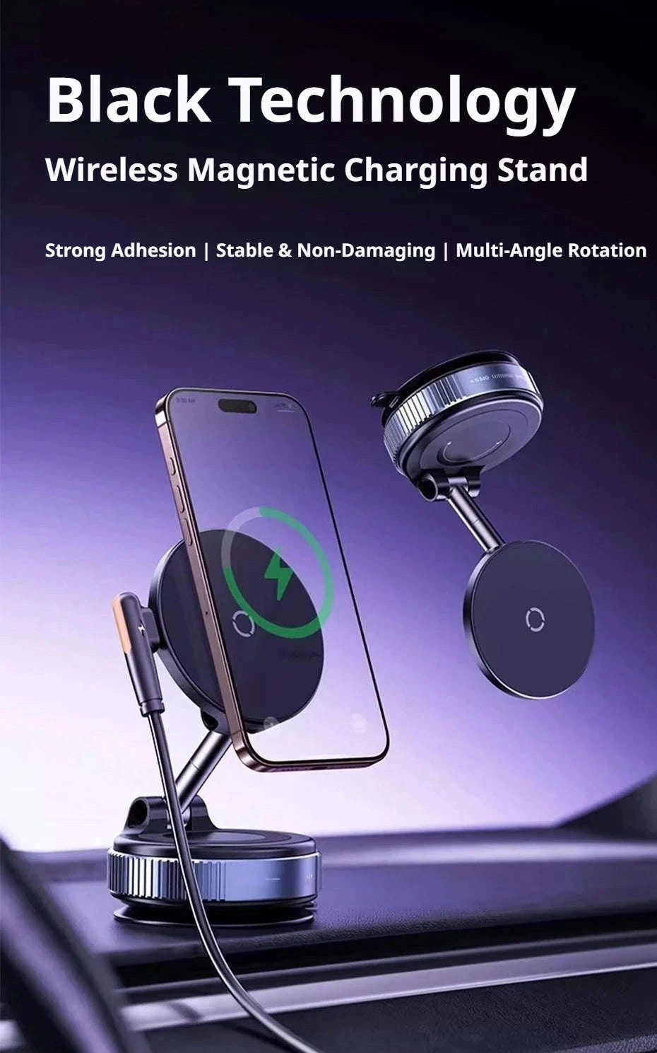 Strong Magnetic Car Phone Holder with Wireless Charging-1PC Black