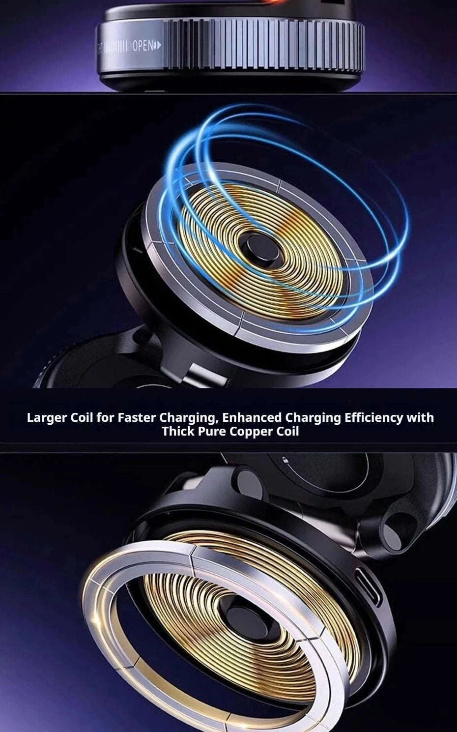 Strong Magnetic Car Phone Holder with Wireless Charging-1PC Black