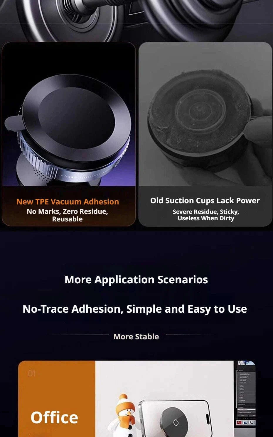 Strong Magnetic Car Phone Holder with Wireless Charging-1PC Black