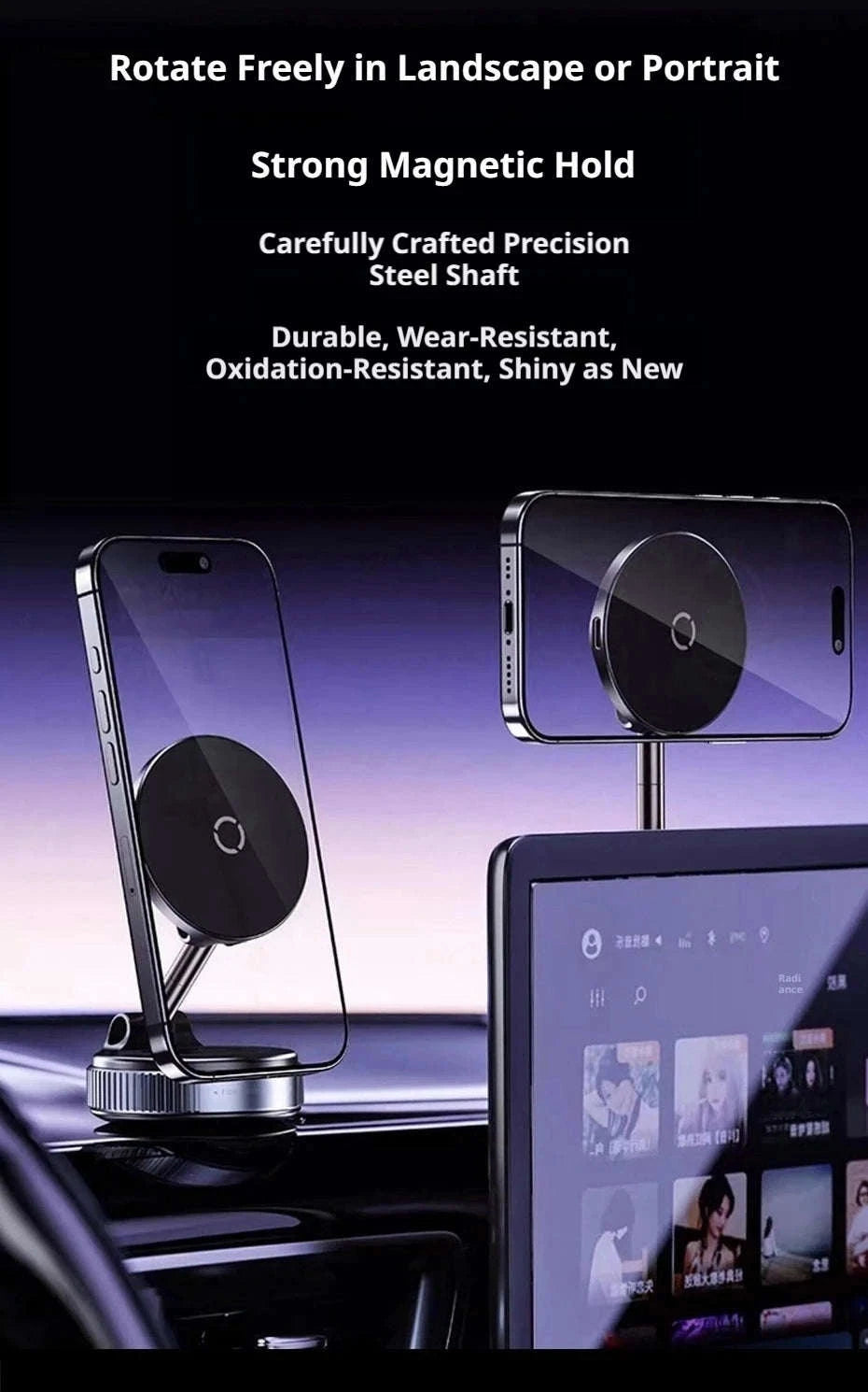 Strong Magnetic Car Phone Holder with Wireless Charging-1PC Black