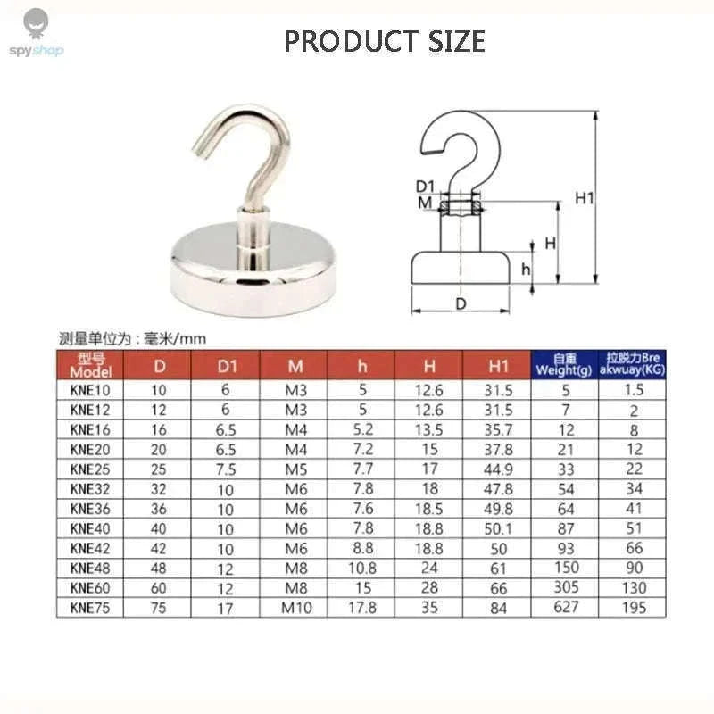 Strong Magnetic Hooks for Quick Home and Office Storage-E10-Max-Tension1.5kg / 40PC