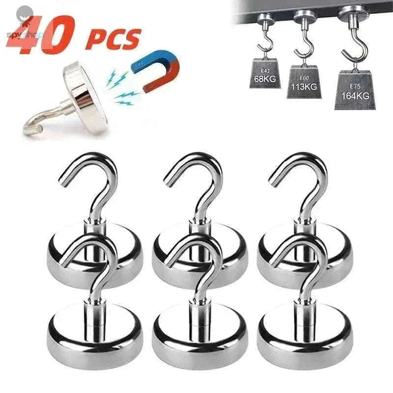 Strong Magnetic Hooks for Quick Home and Office Storage-E10-Max-Tension1.5kg / 40PC