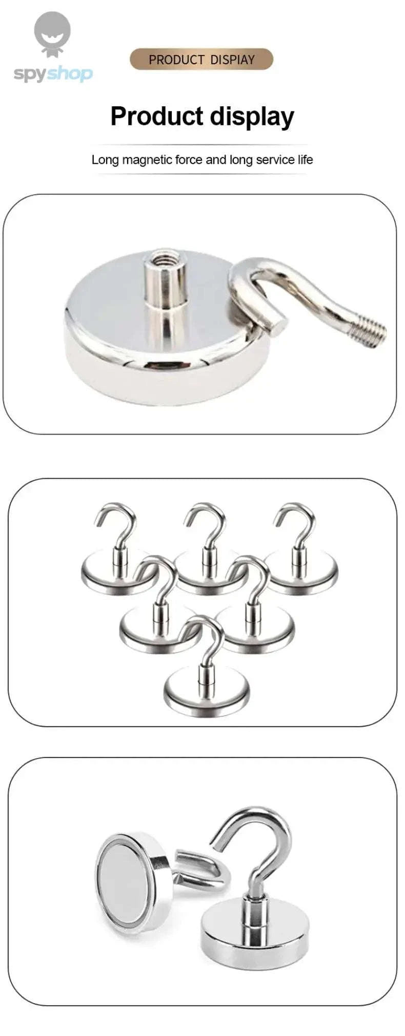 Strong Magnetic Hooks – Space-Saving Home and Office Storage Solution-E10-Max-Tension1.5kg / 40PC