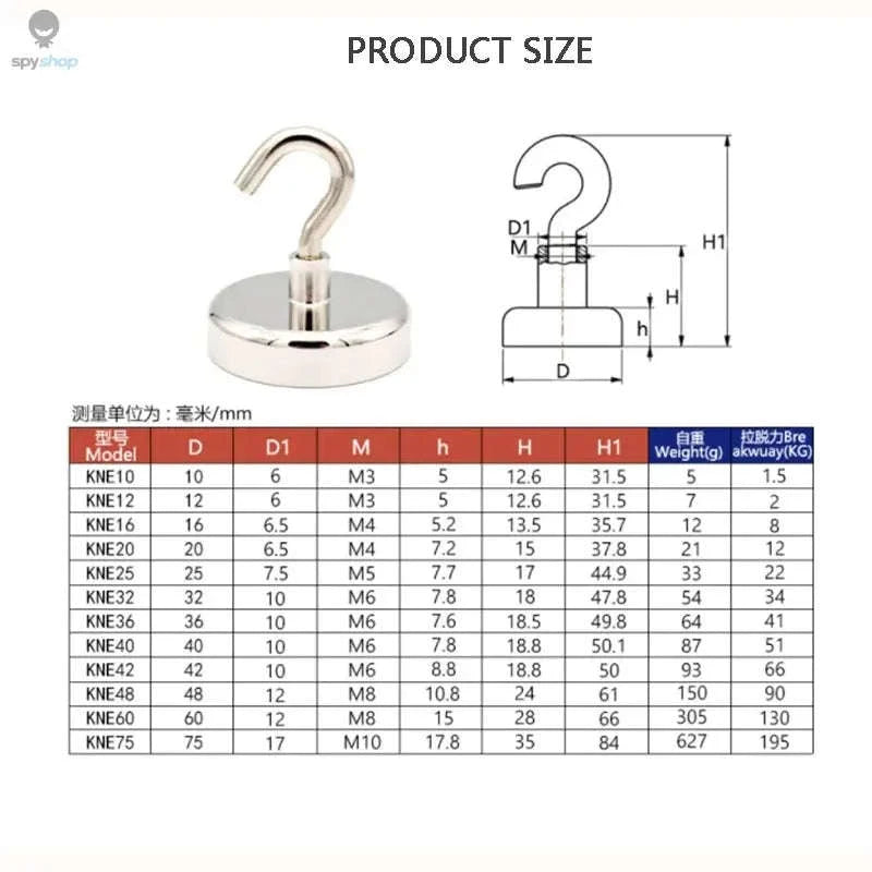 Strong Magnetic Hooks – Space-Saving Home and Office Storage Solution-E10-Max-Tension1.5kg / 40PC