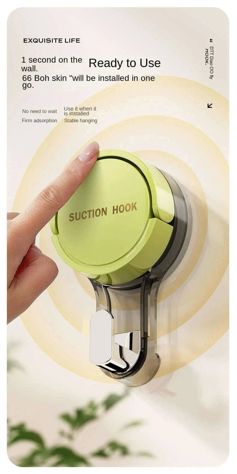 Strong Suction Hook – Vacuum-Powered Adhesive Hanging Solution-Green2