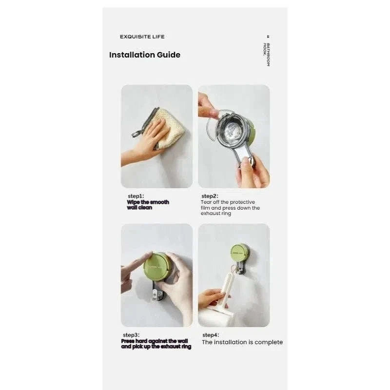 Strong Suction Hook – Vacuum-Powered Adhesive Hanging Solution-Green2