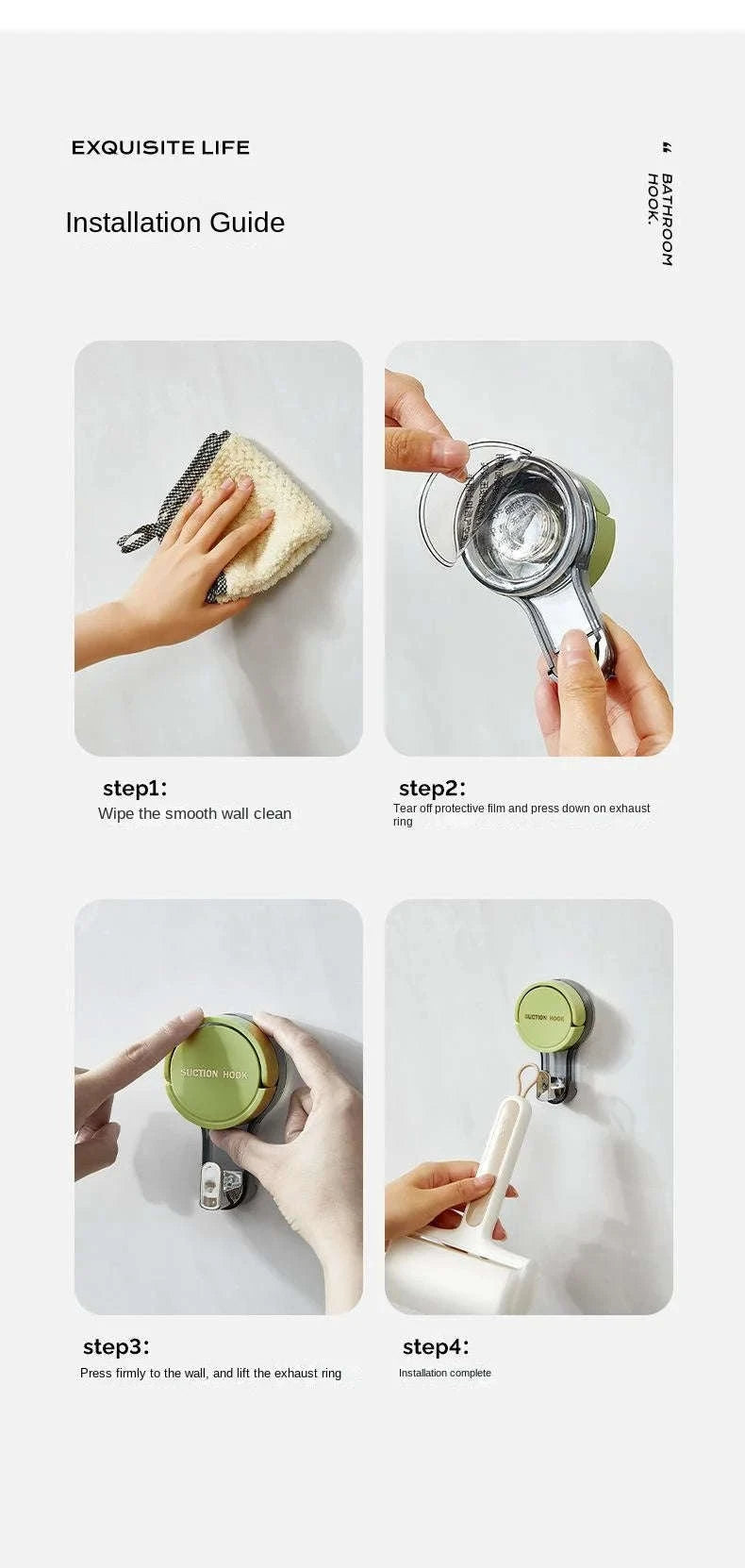 Strong Suction Hook – Vacuum-Powered Adhesive Hanging Solution-Green2