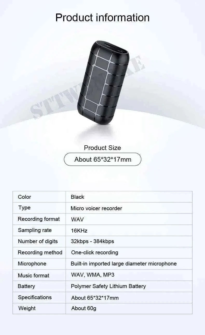 Mini Voice Activated Recorder with 500H Battery and OTG Transfer