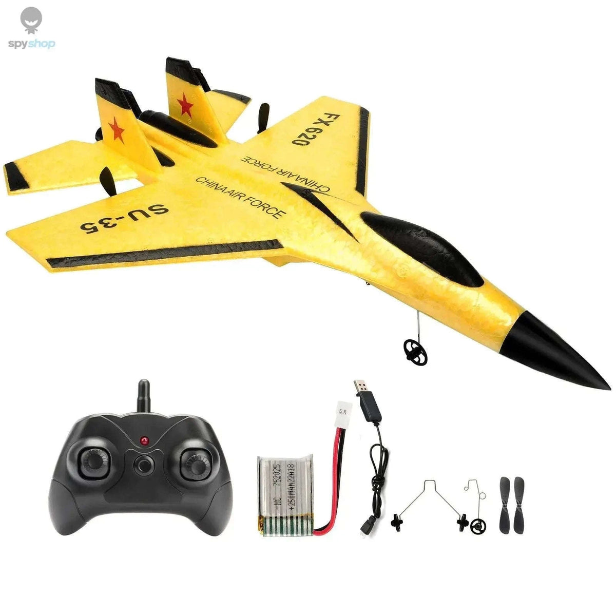 SU35 RC Plane with LED Lights and 2.4GHz Control-Yellow