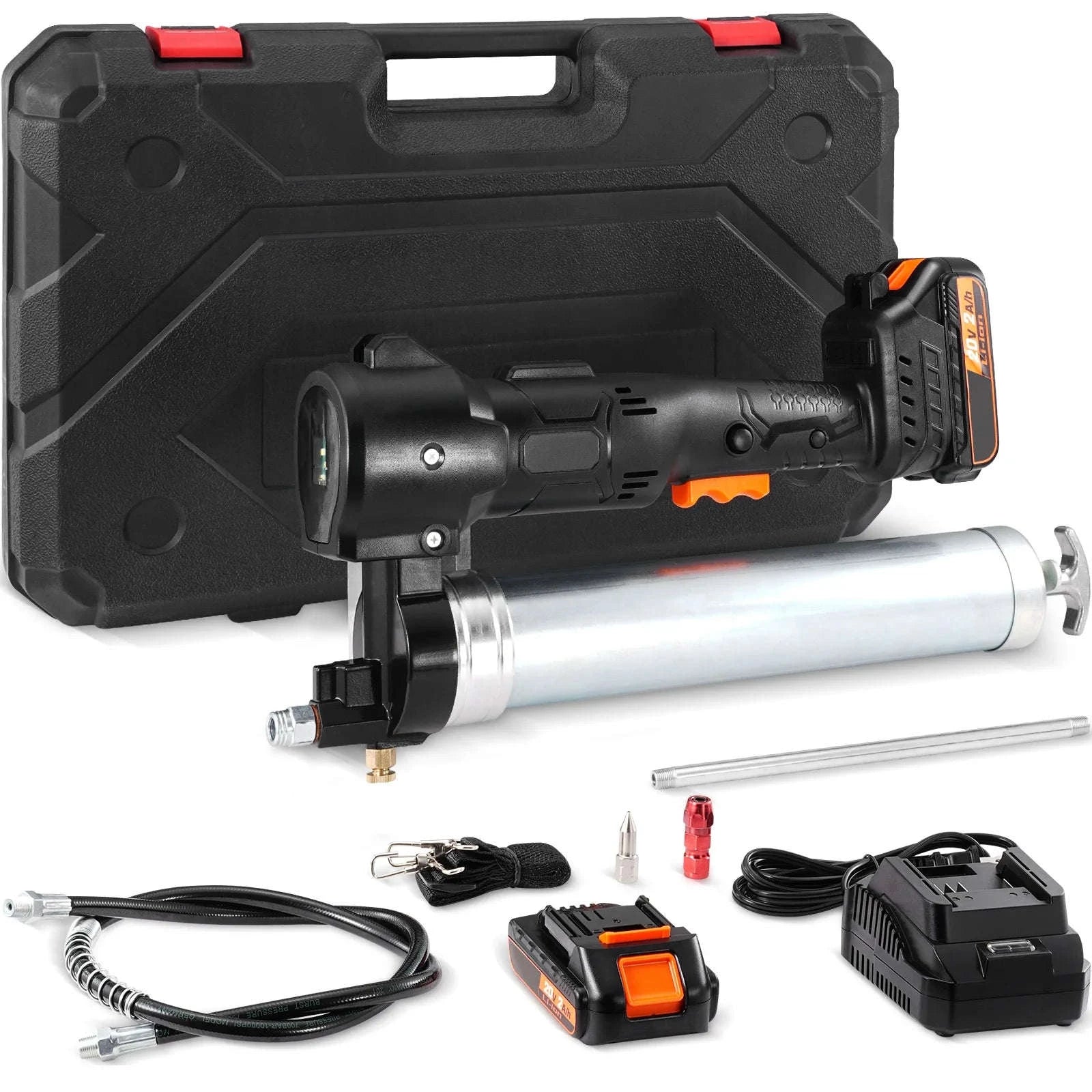 SucceBuy 10000PSI 20-Volt Cordless Electric Grease Gun Kit Battery Powered with Two Batteries Carrying Case Charger Included-10000PSI / United States