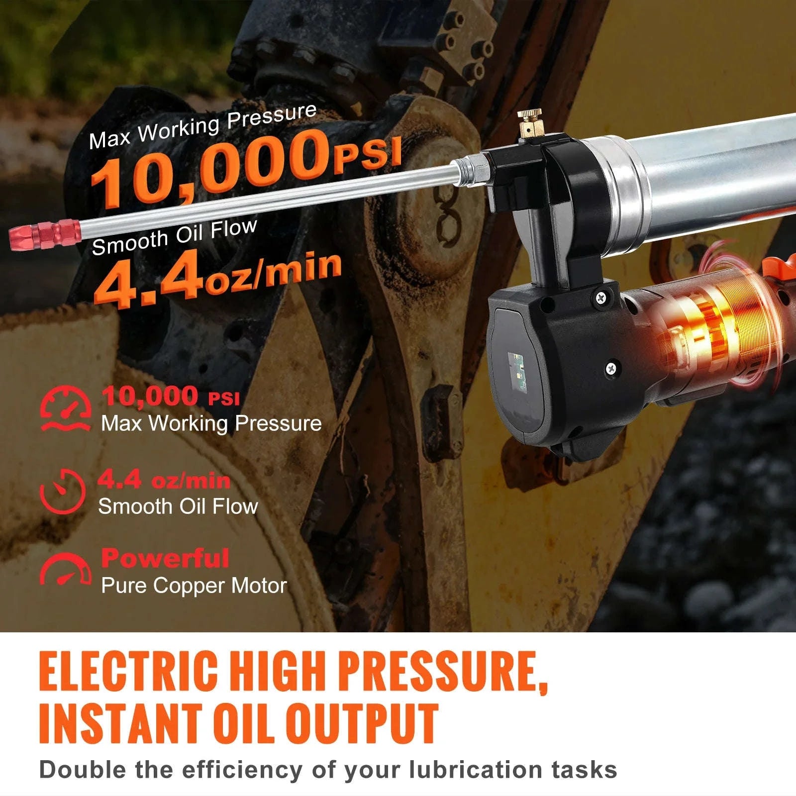 SucceBuy 10000PSI 20-Volt Cordless Electric Grease Gun Kit Battery Powered with Two Batteries Carrying Case Charger Included-10000PSI / United States