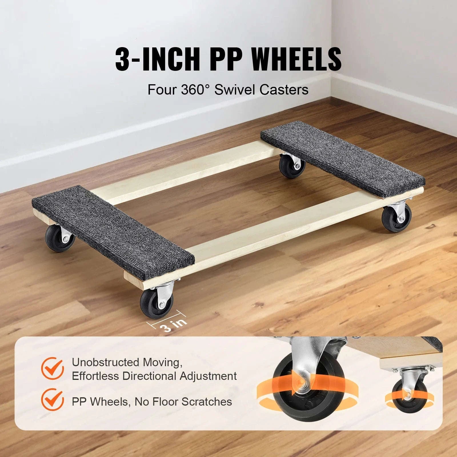 SucceBuy 1000lbs Furniture Moving Pallet Trolley Industrial Machinery Mover with PP Swivel Casters for Transporting Cargo Fridge-1PC / United States
