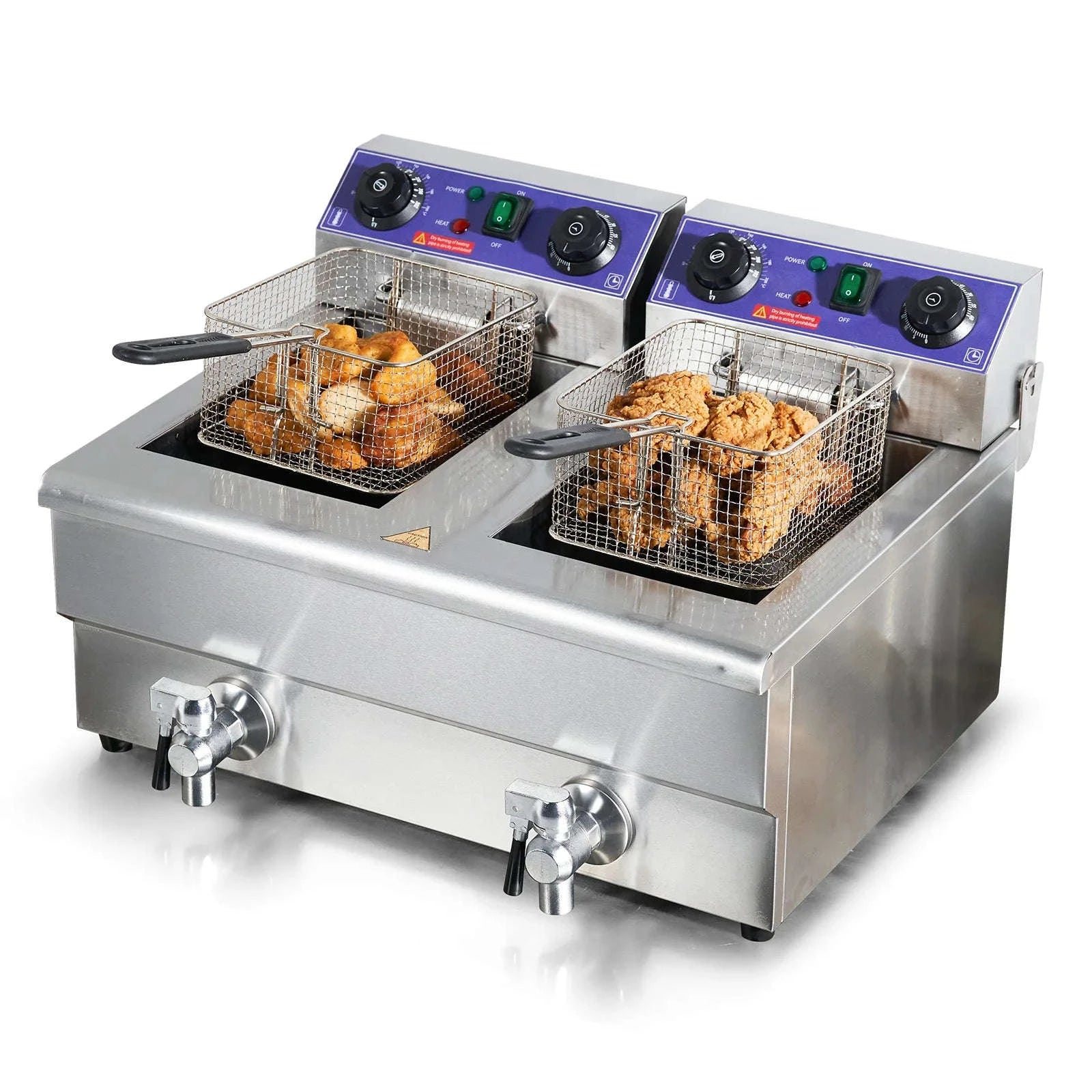 SucceBuy 12L Commercial Electric Deep Fryer with Dual Tanks-not timer no filter / Dual Tanks / EU|GERMANY