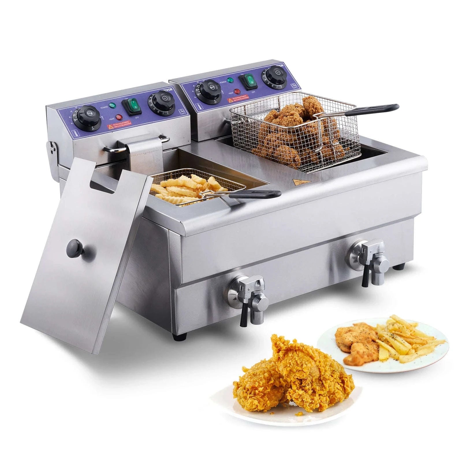 SucceBuy 12L Commercial Electric Deep Fryer with Dual Tanks-not timer no filter / Dual Tanks / EU|GERMANY
