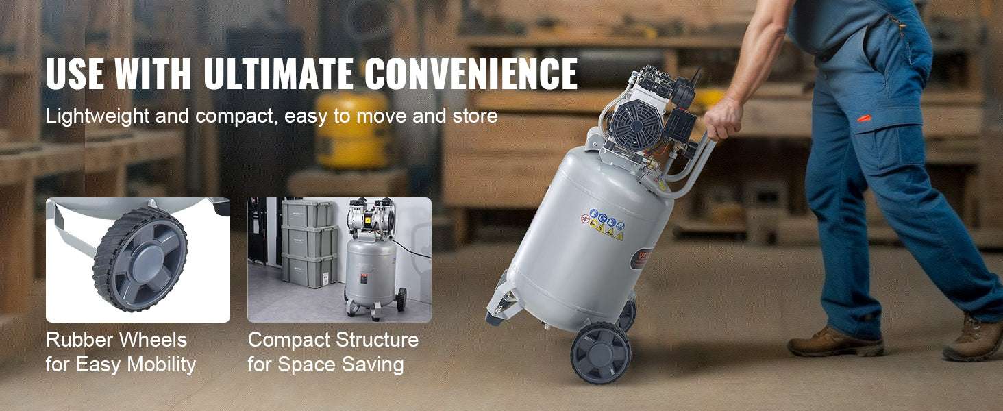 SucceBuy 13 Gallon Air Compressor 2HP Oil Free Air Compressor with 125 PSI Max Pressure for Tire Inflation Auto Repair Painting-United States