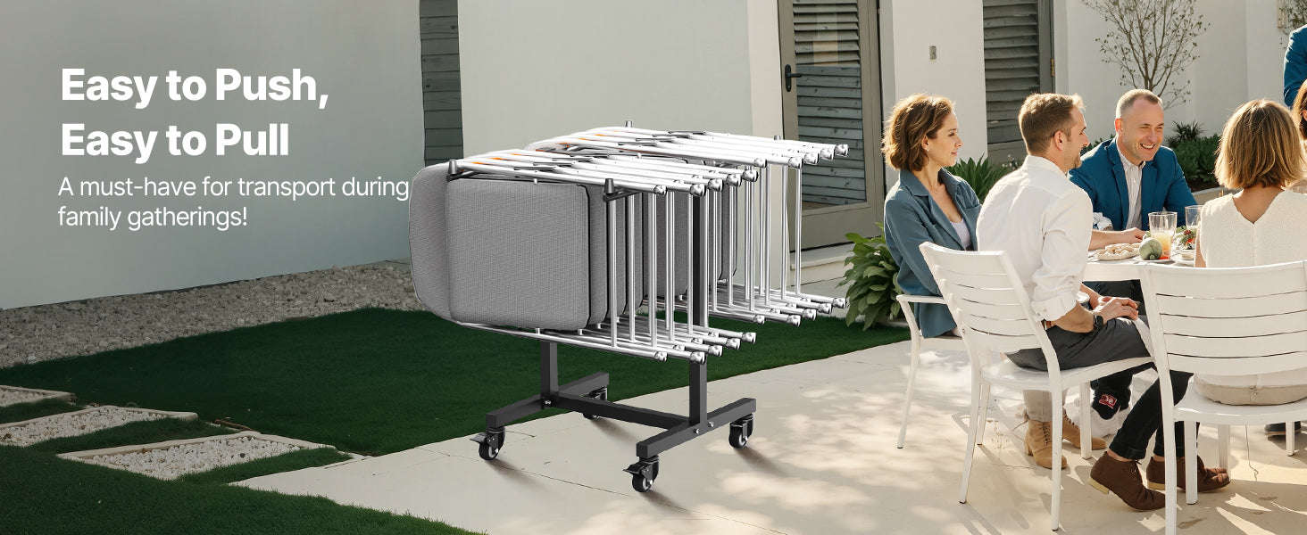 SucceBuy 200 LBS Folding Chair Rack T-shape Metal Chair StorageCart with Rubber Wheels Chair Holder Dolly for Hotel 14 Chairs-T-shape / CZECH REPUBLIC
