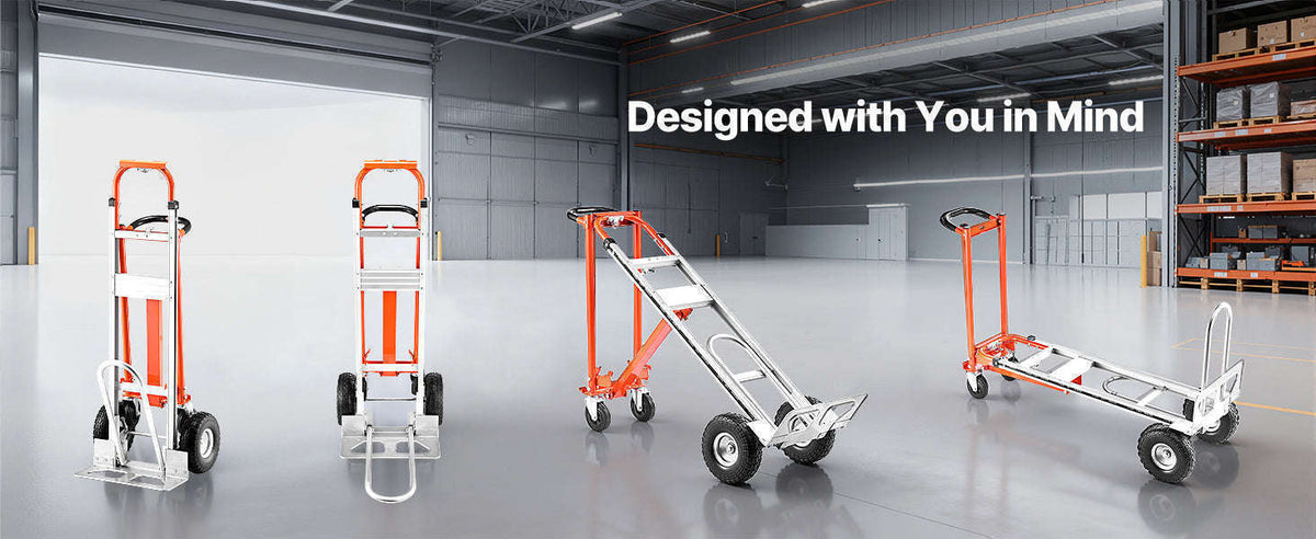 SucceBuy 4 in 1 Hand Truck 1000 lbs Load Capacity for 4-Wheel Mode Aluminum Alloy Portable Trolley Dolly for Moving Home Office-1000 lbs / Poland