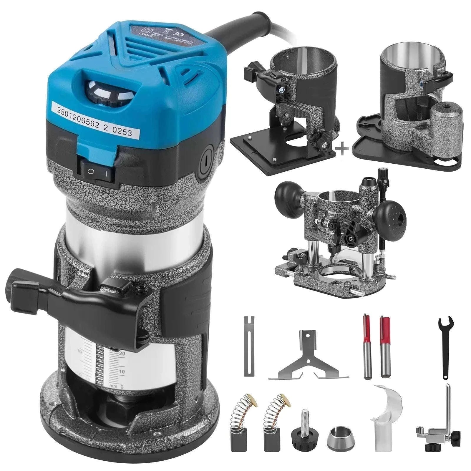 SucceBuy 800W Soft Start Compact Router Kit Variable Speed 10000-30000Rpm with Fixed Base, Plunge Base, Tilt Base and Offse Base-3 Bases / Germany