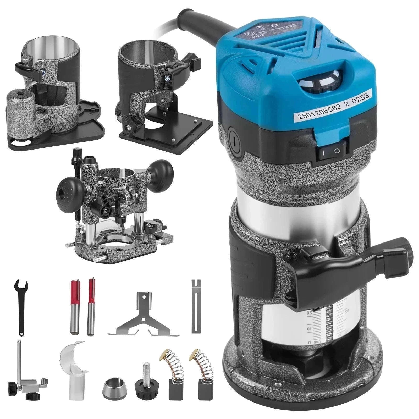 SucceBuy 800W Soft Start Compact Router Kit Variable Speed 10000-30000Rpm with Fixed Base, Plunge Base, Tilt Base and Offse Base-3 Bases / Germany