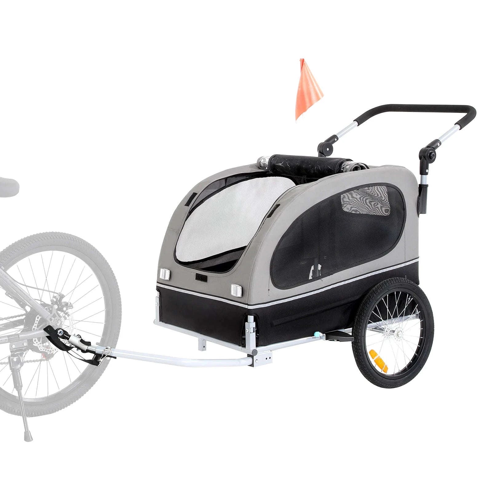 SucceBuy 88lbs 2-in-1 Pet Stroller Cart Dog Bike Trailer with Wheels Reflectors Easy Folding Cart Frame Bicycle Coupler Carrier-88lbs / United States