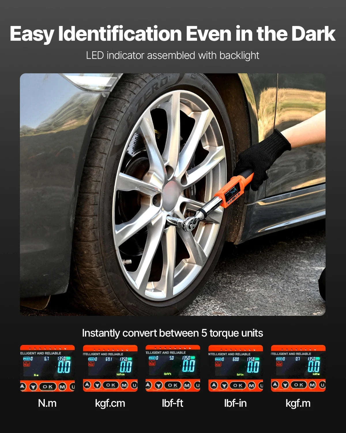 SucceBuy Digital Torque Wrench 72-Tooth ±2% High Accuracy Electronic Torque Wrench Preset Value Buzzer and LED Notification-2-Piece / CZECH REPUBLIC
