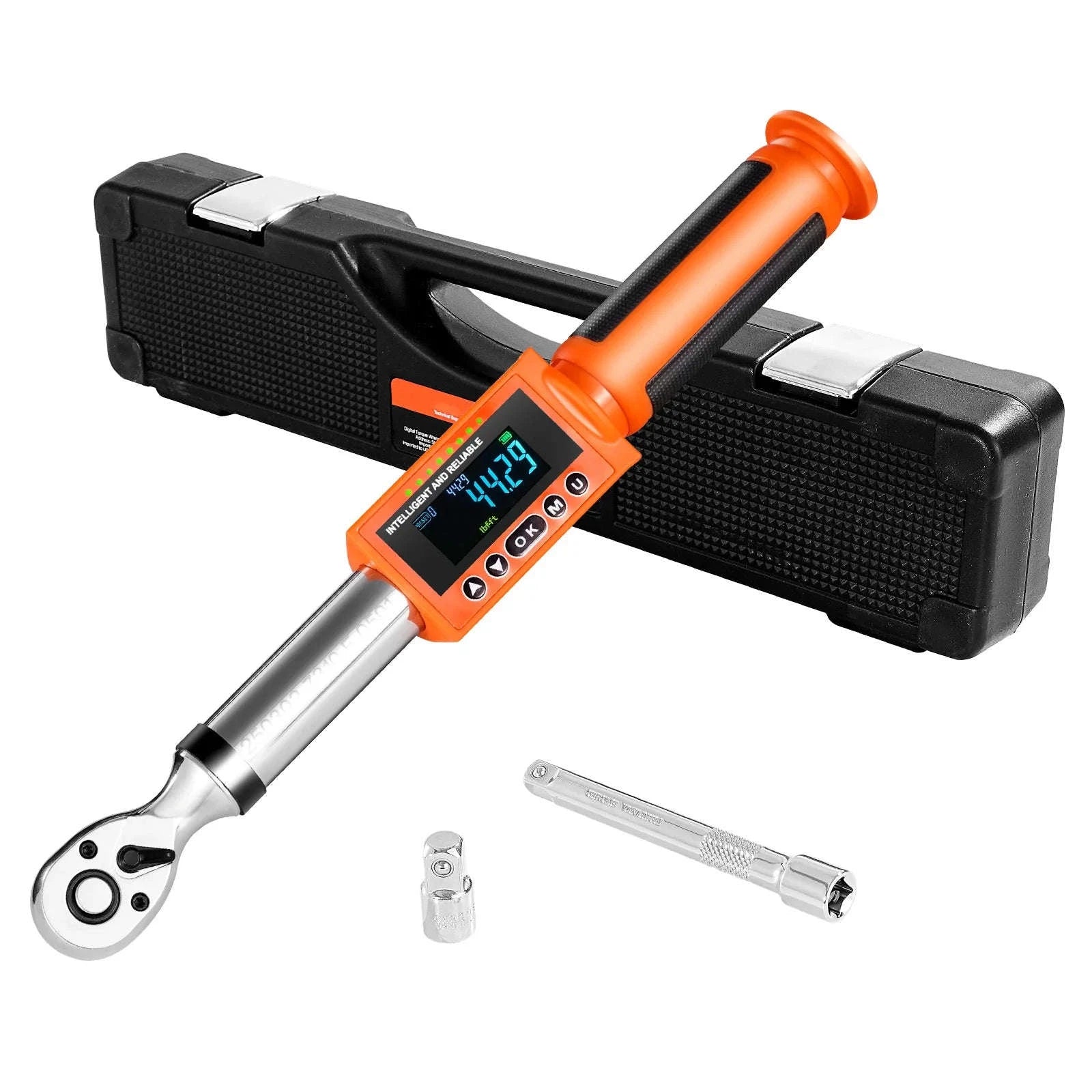 SucceBuy Digital Torque Wrench 72-Tooth ±2% High Accuracy Electronic Torque Wrench Preset Value Buzzer and LED Notification-2-Piece / CZECH REPUBLIC