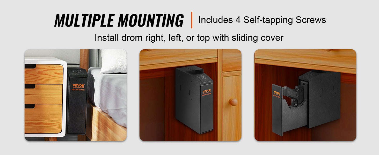 SucceBuy Gun Safe Q235 Steel Pistol Safe with 3-Way Quick Access Gun Case Gun Box Advanced Biometric Technology Travel Gun Safe-1 Pistols Slip / United States