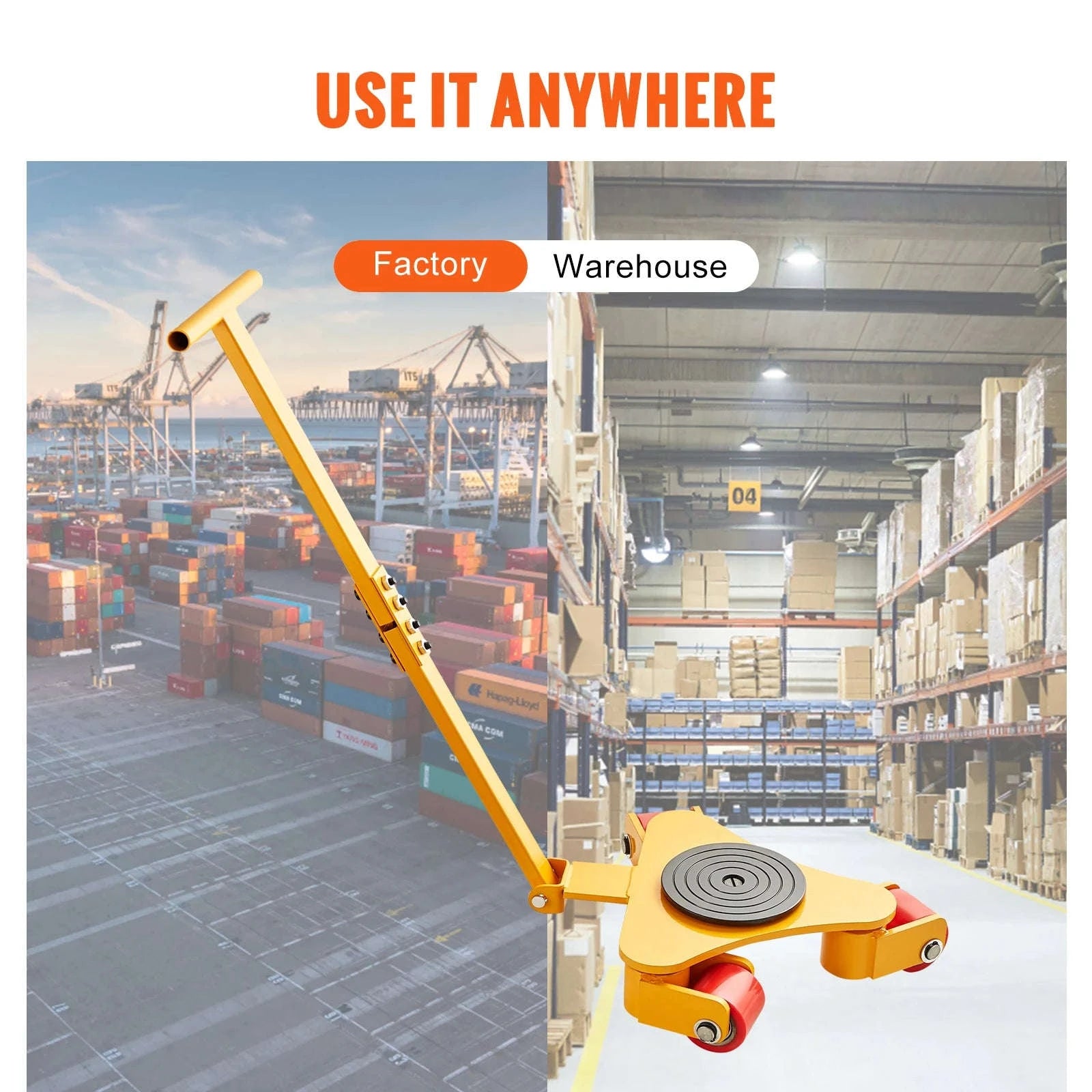 SucceBuy Machinery Skate Dolly Industrial Heavy Duty Mover with Handle 360° Swivel Wheels Non-Slip Cap for Warehouse Workshop-A 1pc / CZECH REPUBLIC
