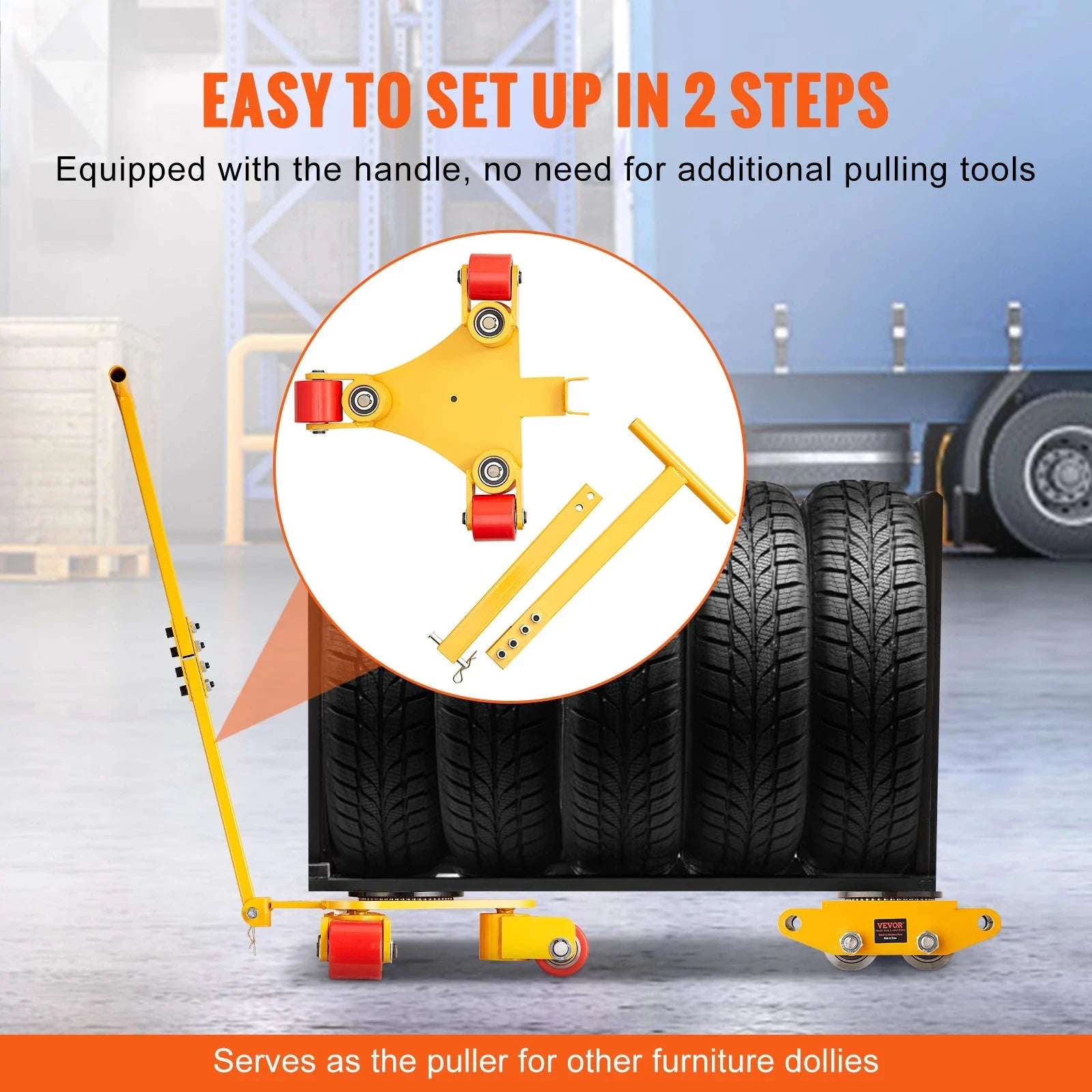 SucceBuy Machinery Skate Dolly Industrial Heavy Duty Mover with Handle 360° Swivel Wheels Non-Slip Cap for Warehouse Workshop-A 1pc / CZECH REPUBLIC